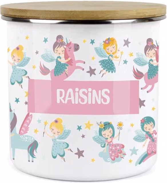 Purely Home Unicorn Fairies Childrens Mini Snack Pot in Pink and Multicolour Enamel Metal
