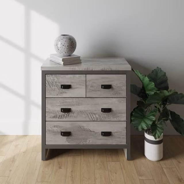 GFW Boston Industrial 2 plus 2 Drawer Chest in Grey and Black