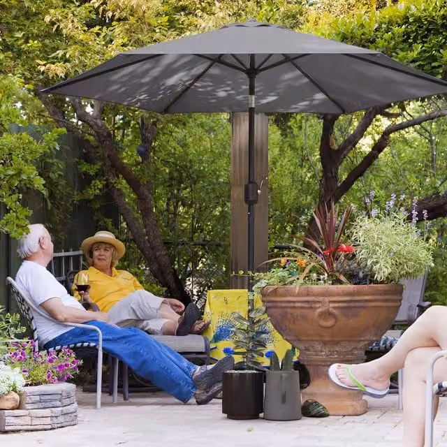 Outsunny 2.6m Garden Parasol Umbrella with Aluminium Pole and Tilt Function in Grey
