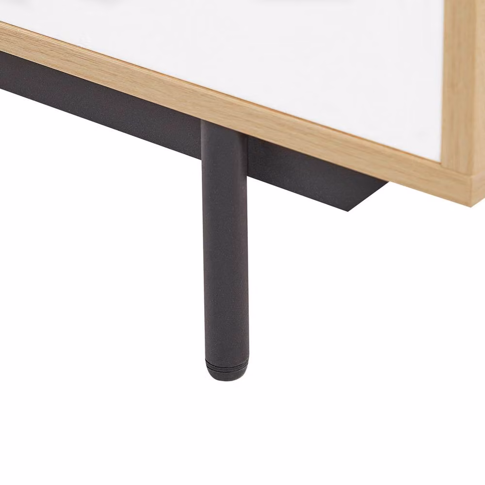 Wyld and Coco Retro Sideboard in Brown and White Wood – 3