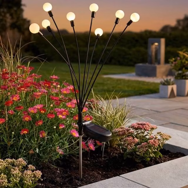 Garden Greatness 8-Stem GloGlobes Swaying Solar Stake LED Lights in Multicolour and Black
