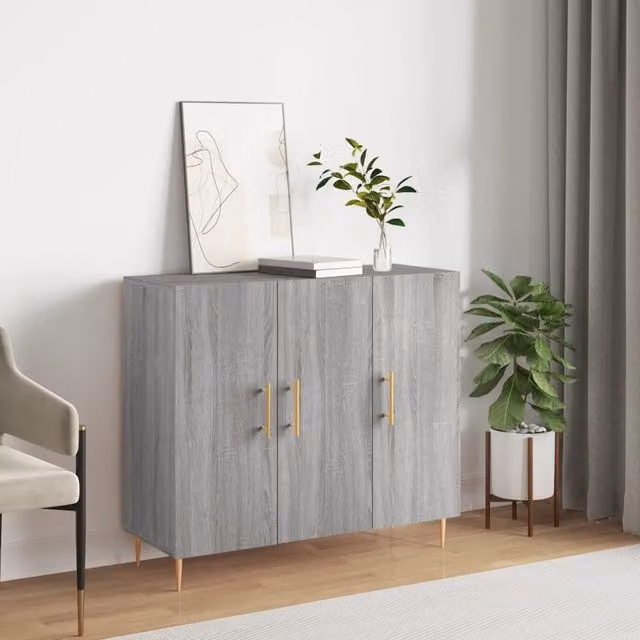 Berkfield Home Grey Sonoma Sideboard in Engineered Wood W/D/H: 90 x 34 x 80 cm