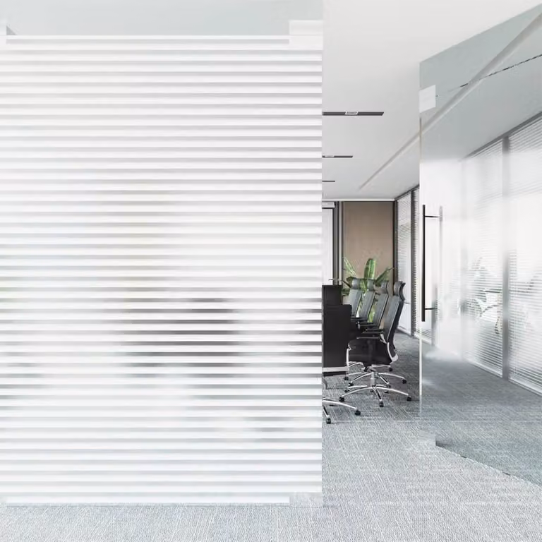 Berkfield Home Striped Frosted Window Film, 4 Piece Black and White PVC Adhesive Blinds Pattern
