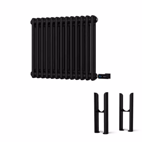 UK Radiators Alpha Black 2 Column Electric Radiator with WiFi, 300W, H: 50.0 cm, W: 59.2 cm – 2