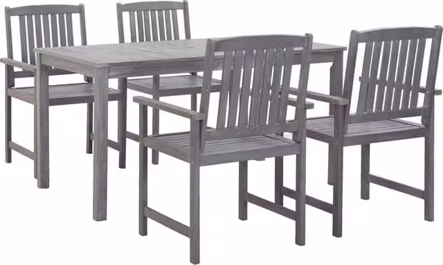Berkfield Home 5 Piece Grey Solid Acacia Wood Outdoor Dining Set