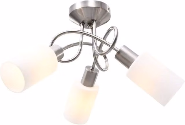 Berkfield Home Modern White Cone Ceiling Lamp with Ceramic Shades for 3 x E14 Bulbs