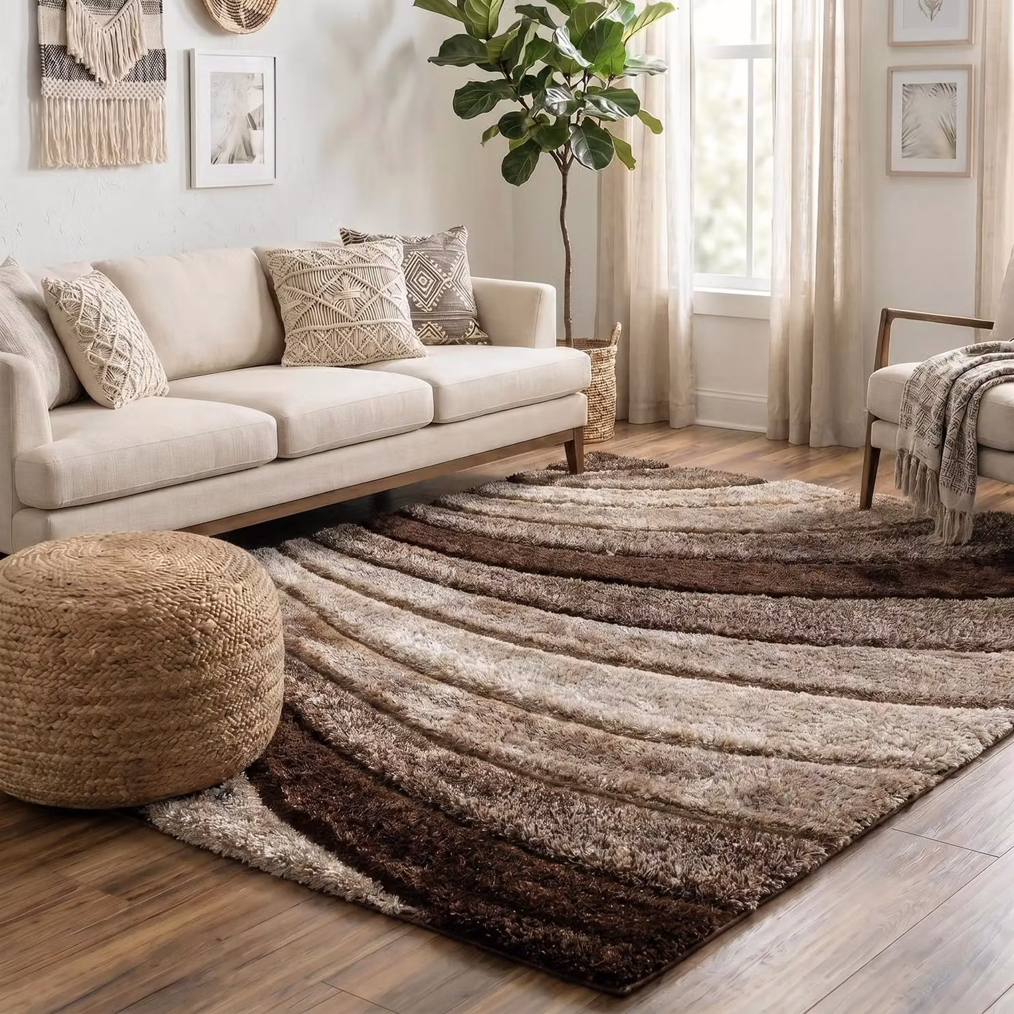 Desire Rugs Modern Soft Waves Shimmer Shaggy Area Rug in Bronze, W: 160 cm, L: 230 cm – 2