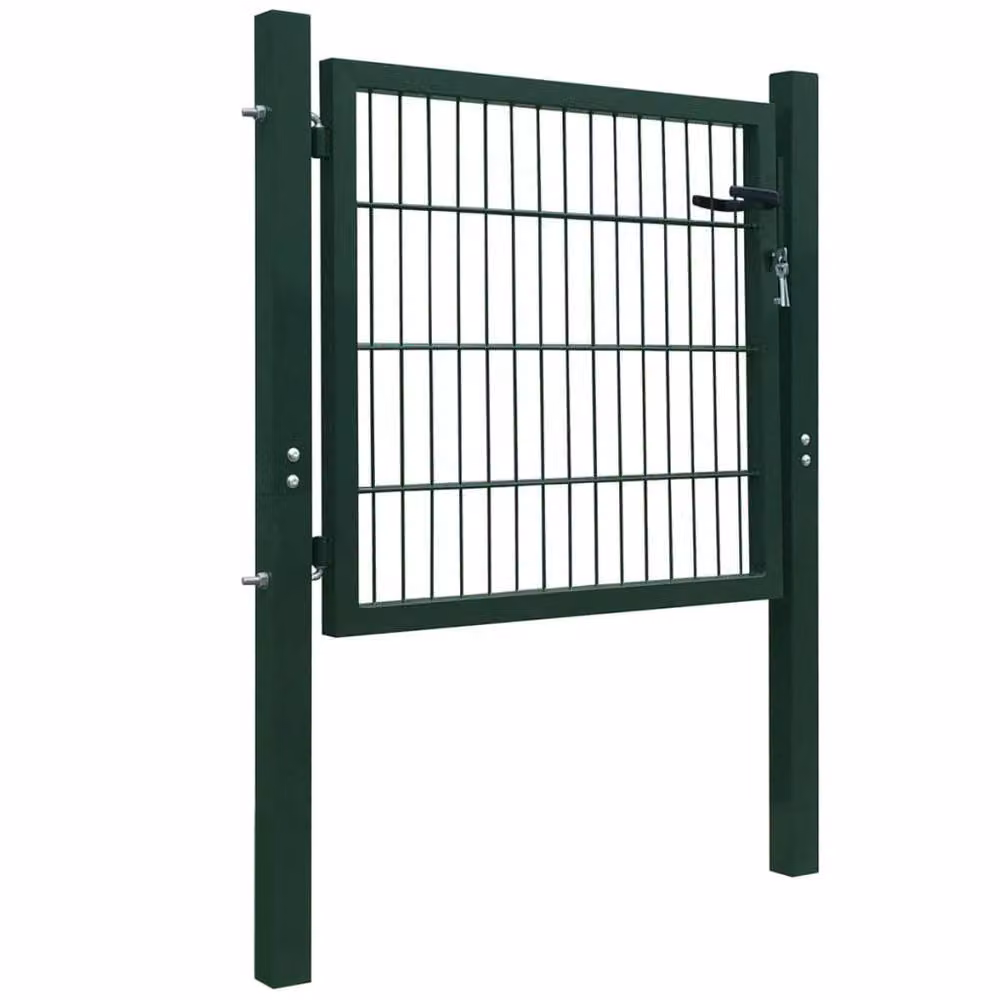 Berkfield Home Durable 2D Single Steel Swing Fence Gate, Green, W: 106 cm, H: 130 cm – 3