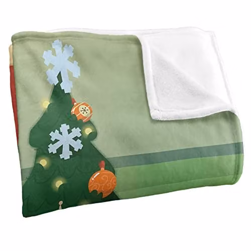 LOGOVISION Sesame Street Furry Friends Forever Elmo Christmas Tree Super Soft Fleece Throw Blanket, W/D/H: 152 x 127 x 1 cm, White and Multicolour – 2