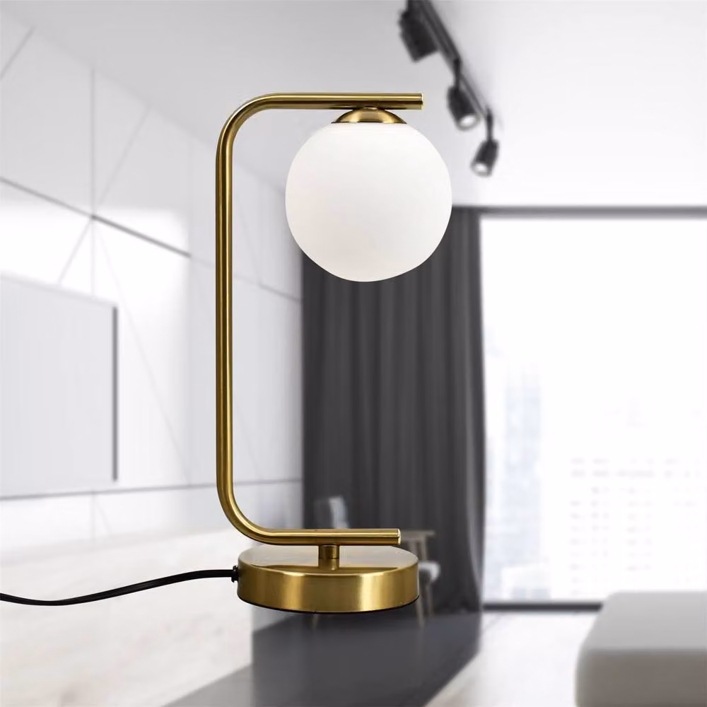 First Choice Lighting Grosvenor Set of 2 Modern Table Lights with Gold Brass Finish and Transparent Glass Spheres – 4