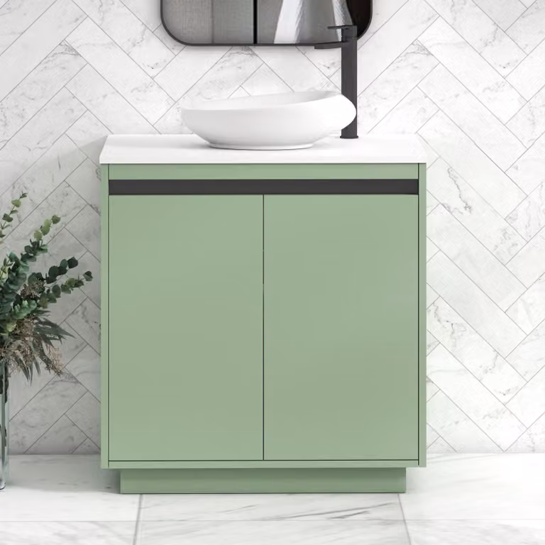 Royal Bathrooms Orion 800mm Mint Sage Floor Standing Vanity Unit with Nova Basin and Black Accent Trim