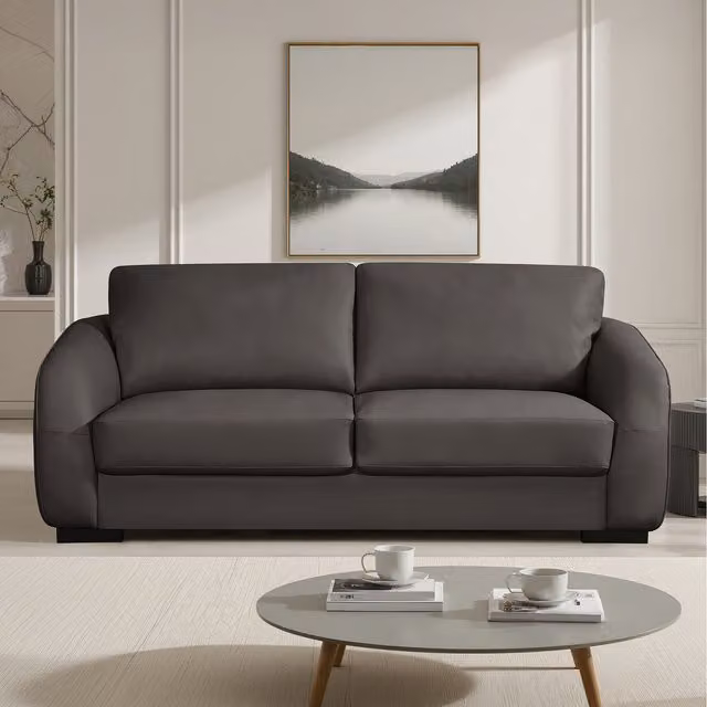 Artemis Home Brandon 3 Seat Modern Sofa in Brown Bonded Leather