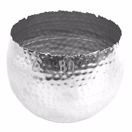 Leaf Large Hammered Metal Tabletop Planter in Silver, W: 22 cm, H: 17 cm