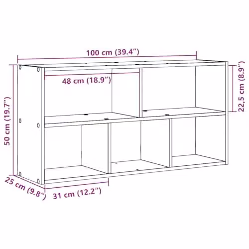 vidaXL Wall Shelf in Smoked Oak, W/D/H: 100 x 25 x 50 cm – 2