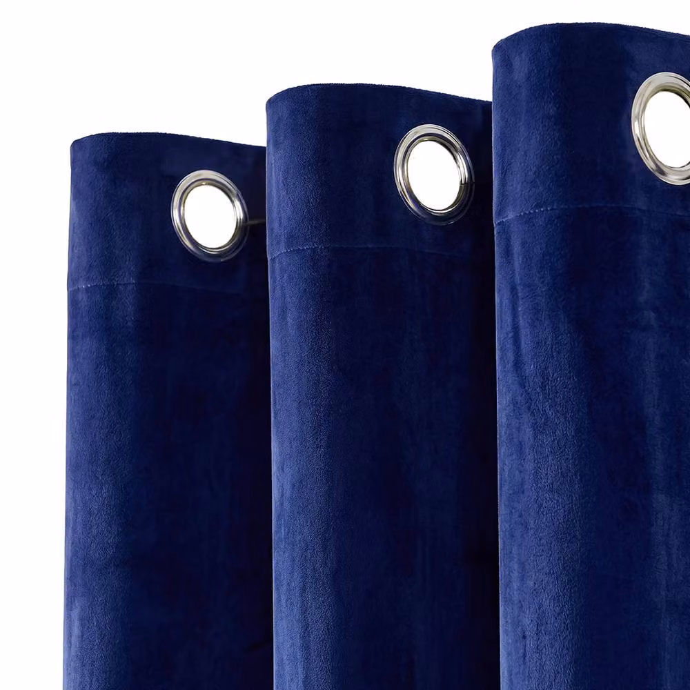 Marlow Blue Velvet Blackout and Thermal Insulated Eyelet Curtains, Width: 168 cm, Drop: 183 cm – 4