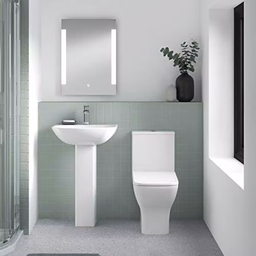 nuie NCG506 Ava Modern White Ceramic Back to Wall Toilet Pan and Soft Close Sandwich Seat, W/D/H: 47 x 37 x 55 cm
