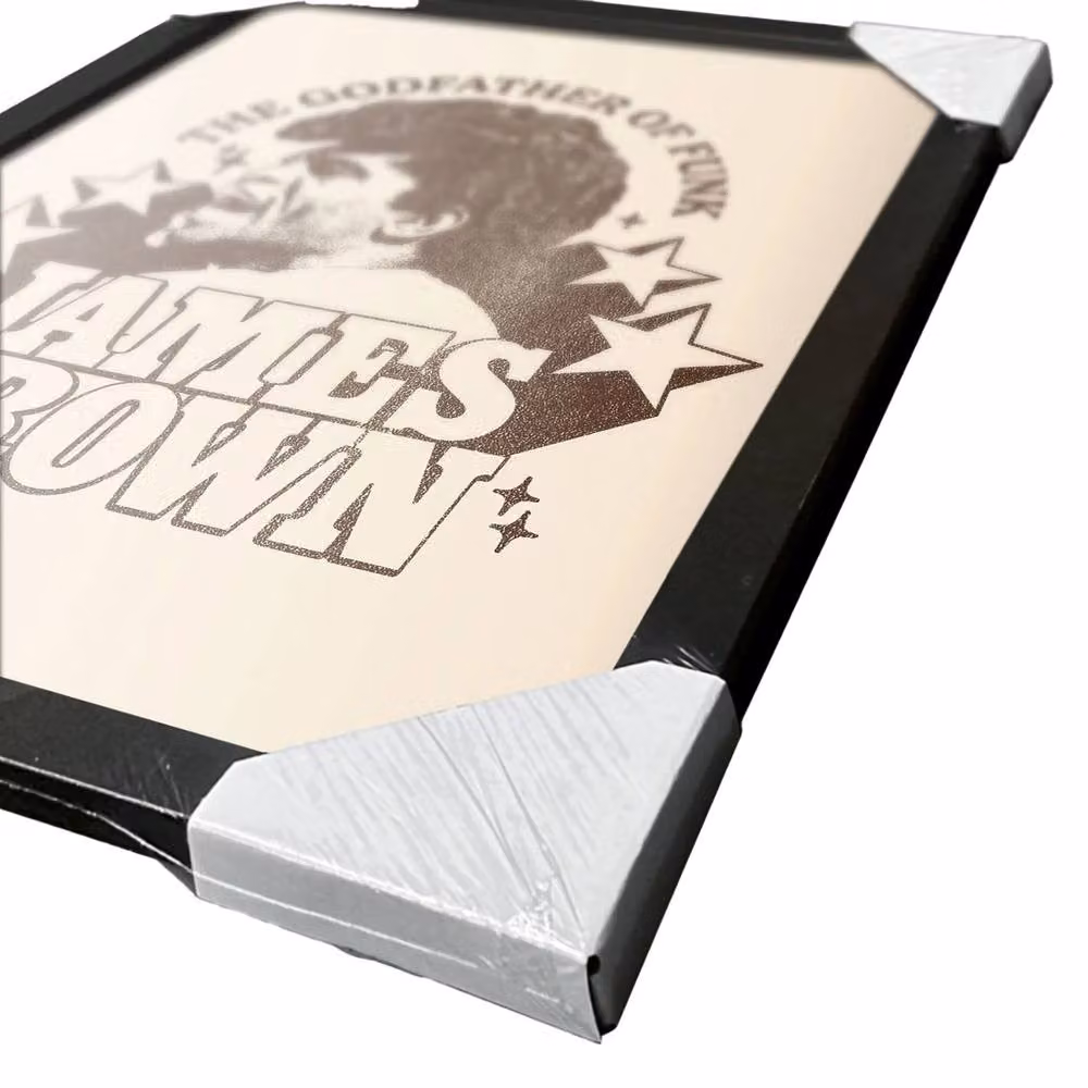 James Brown Godfather Framed Retro Typography Wall Poster in Light Beige – 3