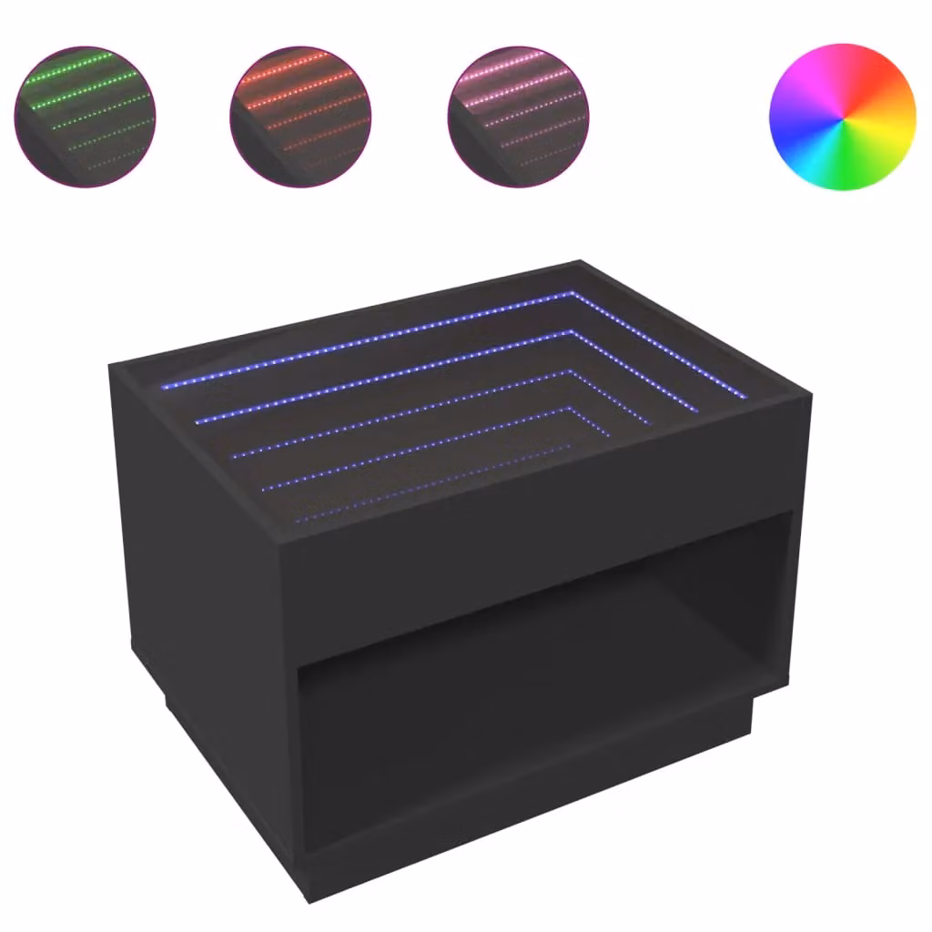 Berkfield Home Infinity LED Coffee Table in Black, W/D/H: 70 x 50 x 50 cm – 2