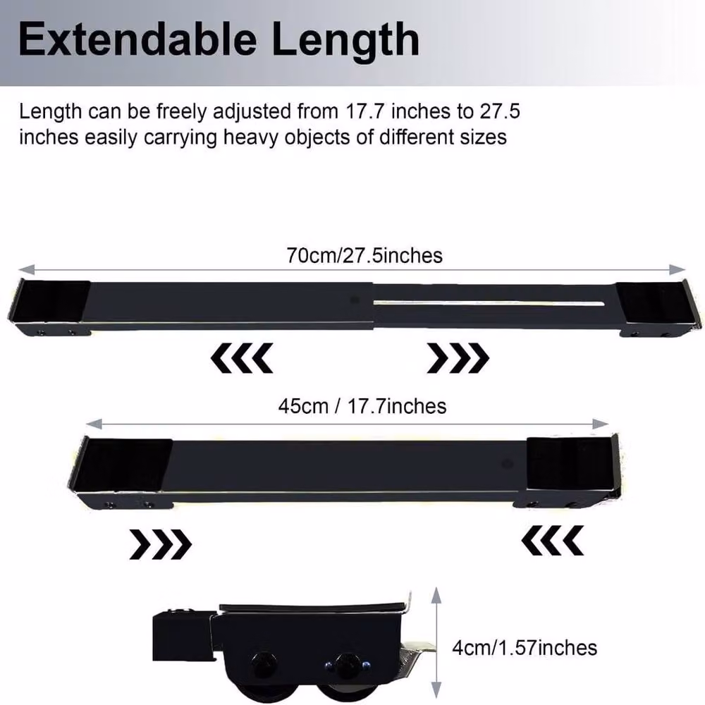 ATEK Heavy Duty Appliance Rollers, 2 Pack Adjustable Furniture Moving Wheels with Brake, White and Black – 2