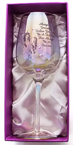 Boxer Gifts Be A Unicorn Lustre Effect Wine Glass in Pink, Purple and Blue – 2