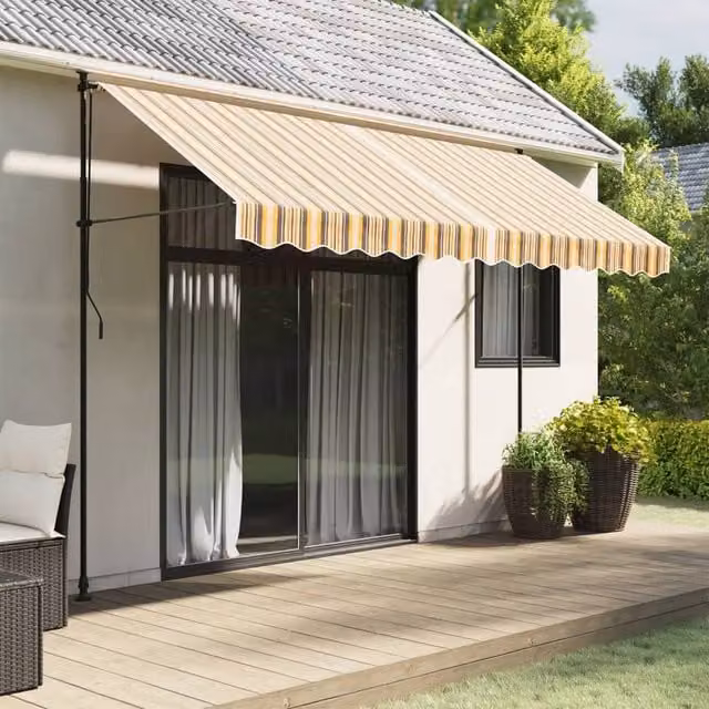 Berkfield Home Replacement Awning Valance Fabric, Yellow and Grey Stripe, 3.5 m – 1