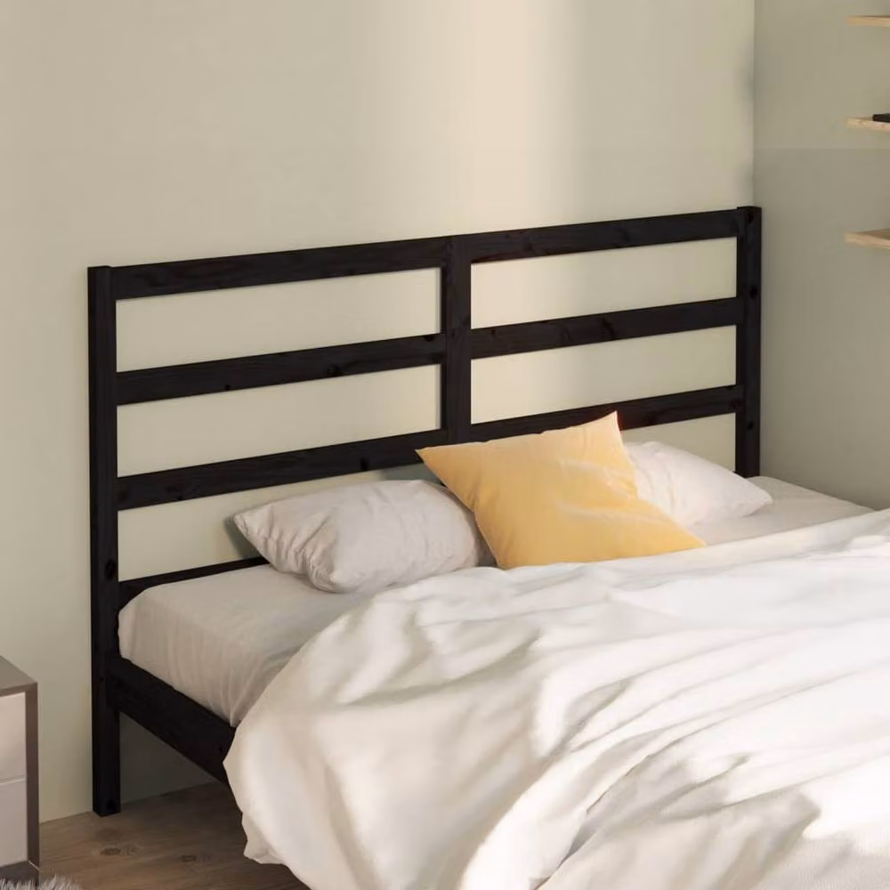 Berkfield Home Rustic Solid Wood Pine Bed Headboard in Black, W: 126 cm, H: 100 cm, D: 4 cm – 2