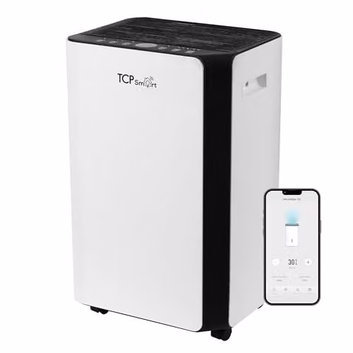 TCP Smart 20L Wi-Fi Dehumidifier with App Control and Continuous Drain, White