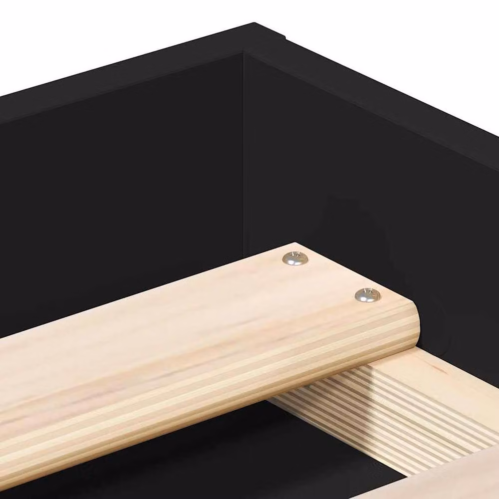 Berkfield Home Modern Black Bed Frame with Side Compartments, W/D/H: 180 x 200 x 35 cm – 4