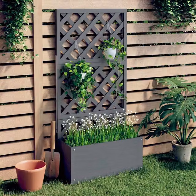 Berkfield Home Grey WPC Trellis Planter, W/D/H: 65 x 33 x 135 cm – 1