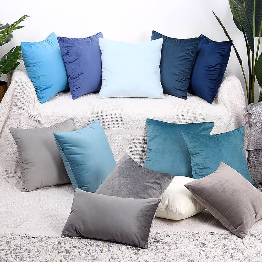 YnysTec Plush Velvet Square Cushion Cover in Dark Grey, W x W: 55 x 55 cm – 4
