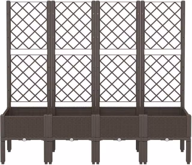 Berkfield Home Garden Planter with Trellis in Brown, W/D/H: 160 x 40 x 142 cm – 1