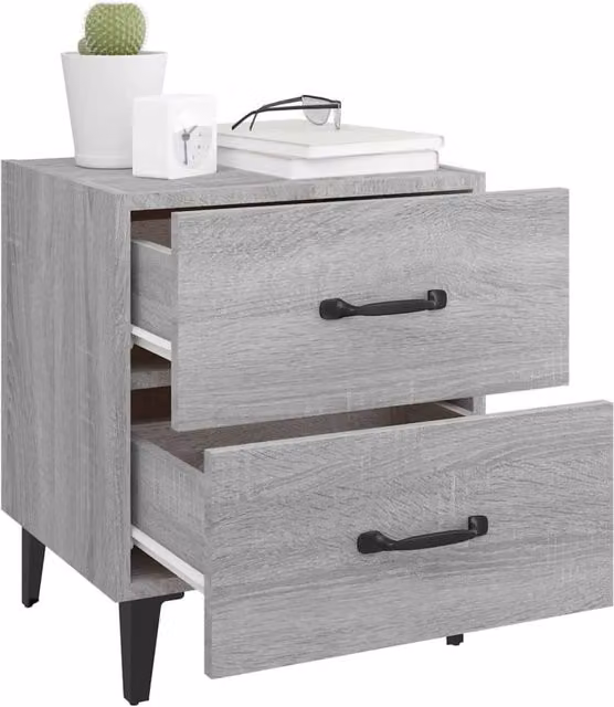 Berkfield Home Decorative Bedside Cabinet in Grey Sonoma, W: 40 cm, D: 35 cm, H: 47.5 cm