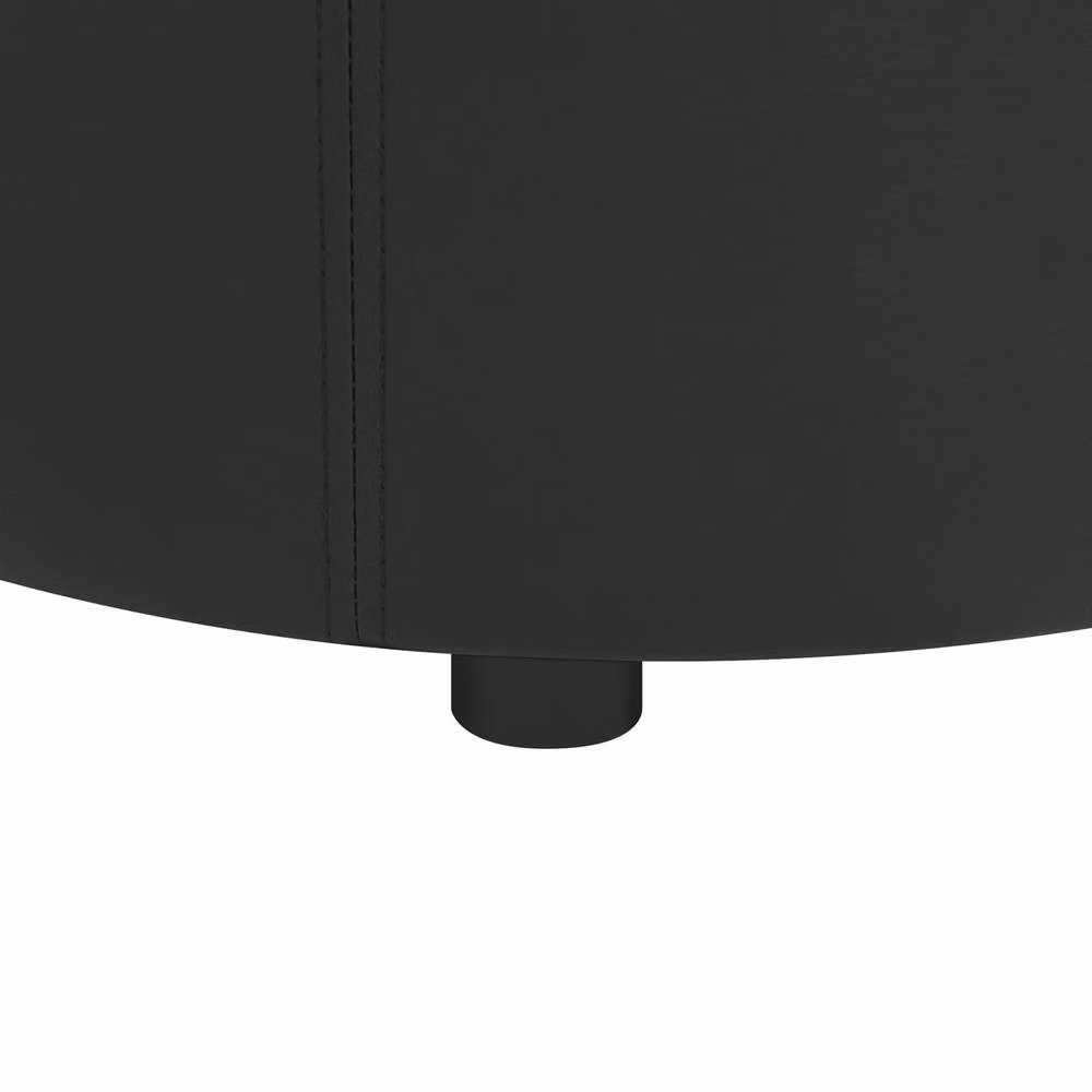 Wyld and Coco Glamour Black Faux Leather Cylindrical Storage Pouffe W: 40 cm, D: 38 cm, H: 40 cm – 5