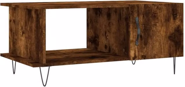 Berkfield Home Smoked Oak Coffee Table in Brown, W/D/H: 90 x 50 x 40 cm – 1