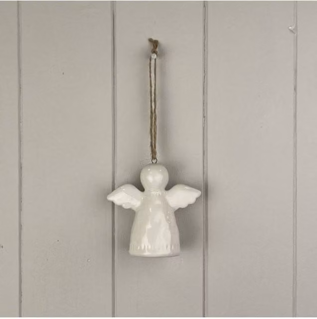 KDMD White Ceramic Hanging Angel Christmas Decoration Figure