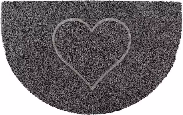 Oseasons Nicoman Semicircular Heart Half Moon Doormat, Grey Polypropylene