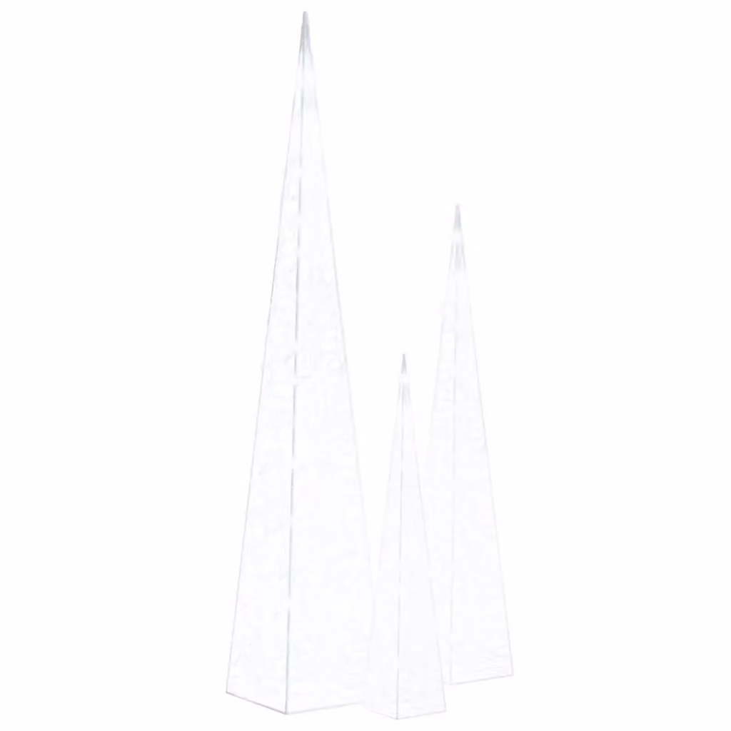 Berkfield Home Acrylic Decorative LED Light Cone Set in White and Multicolour for Christmas Tabletop Display – 2