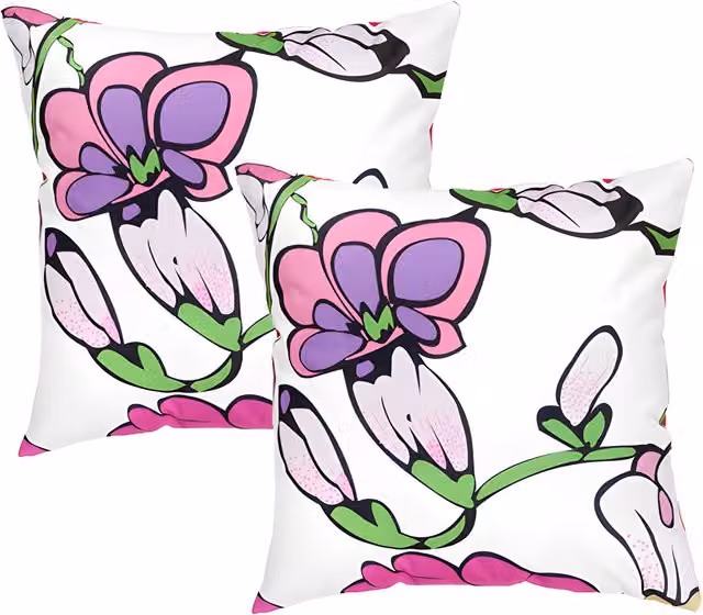 Gardenista Floral Printed Outdoor Scatter Cushion in White, Pack of 2