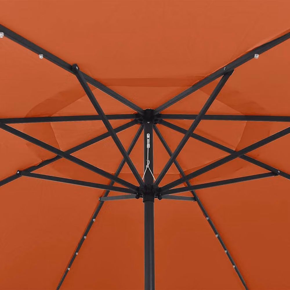 Berkfield Home Outdoor Parasol with LED Lights and Metal Pole, Terracotta, Diameter: 400 cm – 2