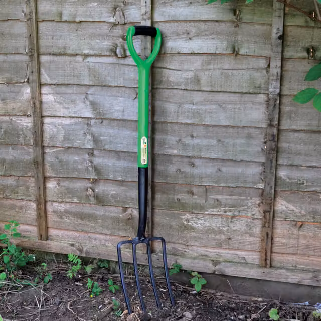 Garden Mile Grey and Green Steel Border Fork
