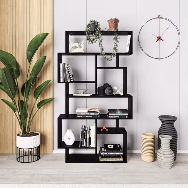HOCUS PICUS 6 Tier Modern Black Cube Bookcase for Home or Office – 1