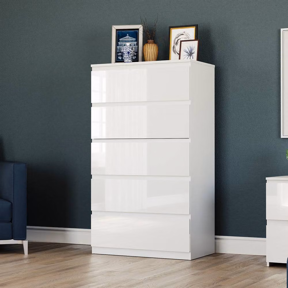 HD Designs Vida Designs Glinton 4 Piece White Glossy Bedroom Set – 4