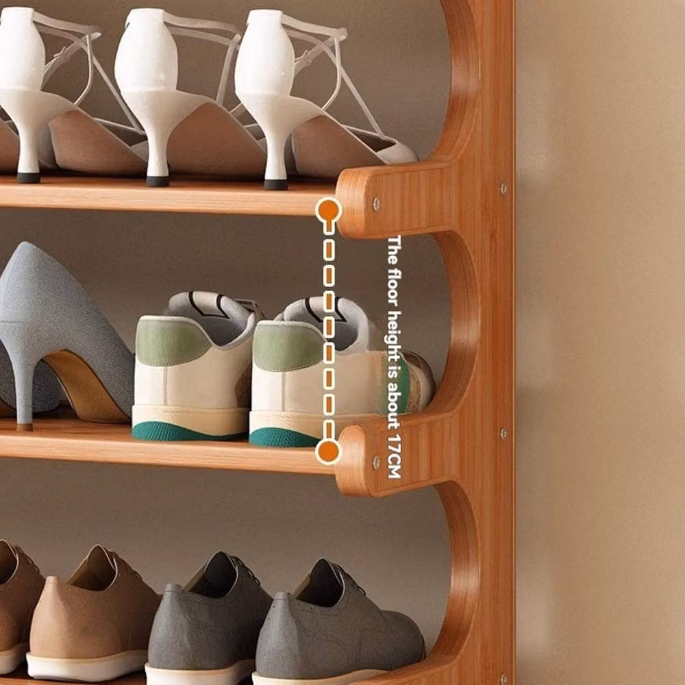 FORGEVIO 6 Tier Wooden Shoe Rack Storage Shelf Organiser in Brown – 4