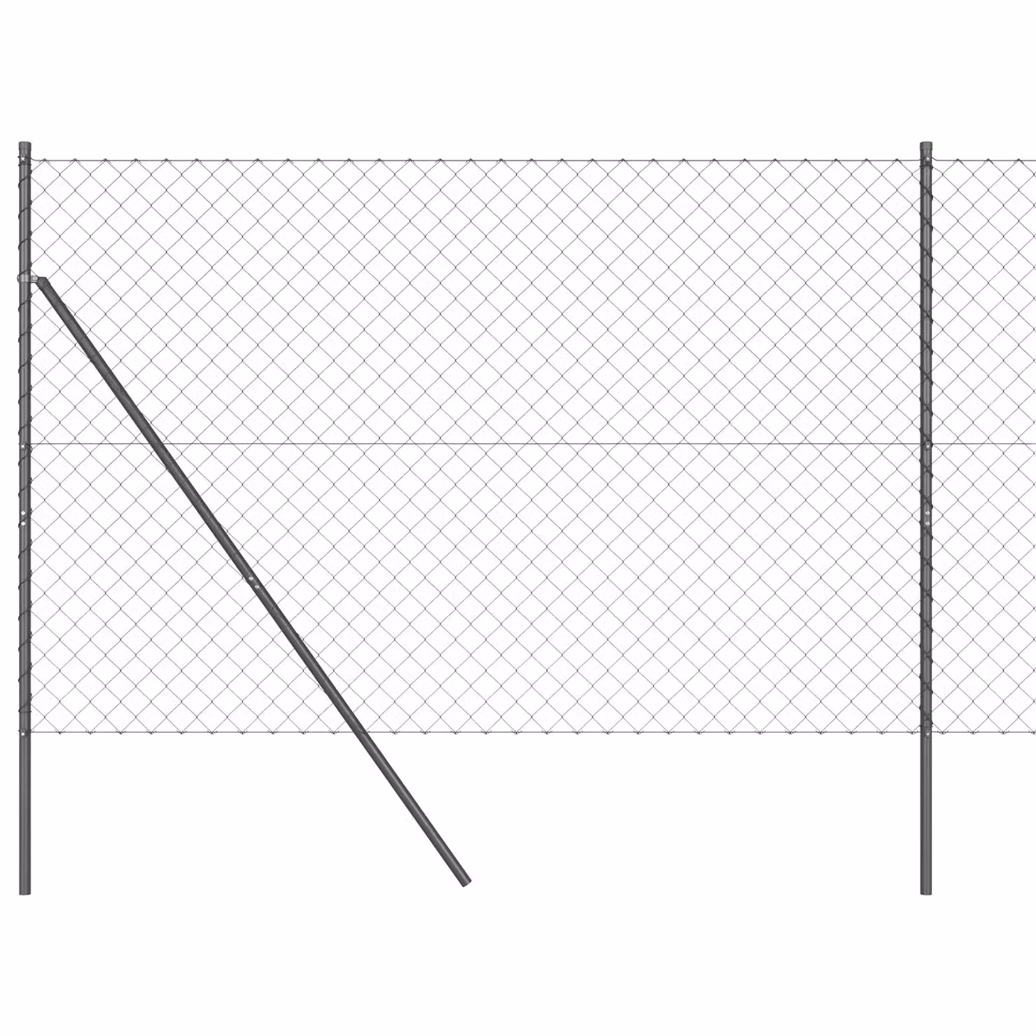 Berkfield Home Grey Galvanised Steel Chain Link Fence with 7 Posts, W: 10 m, H: 1.5 m – 2