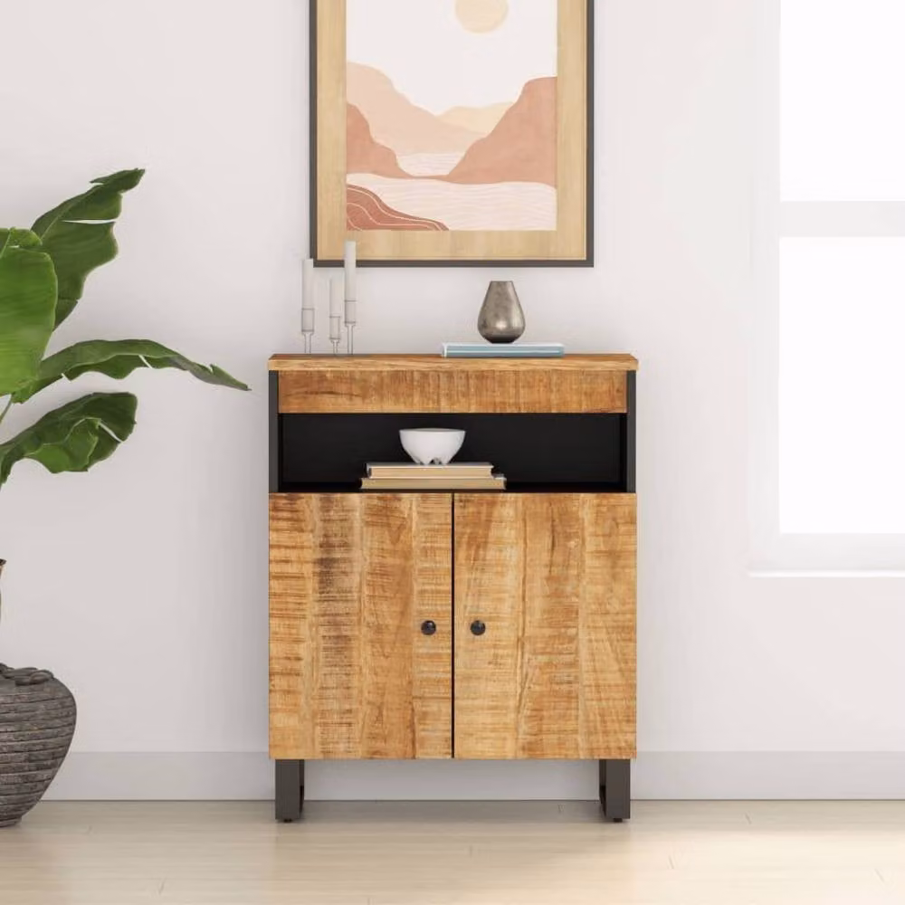 Berkfield Home Solid Mango Wood Sideboard with 2 Doors in Brown, W/D/H: 60 x 33 x 75 cm – 2