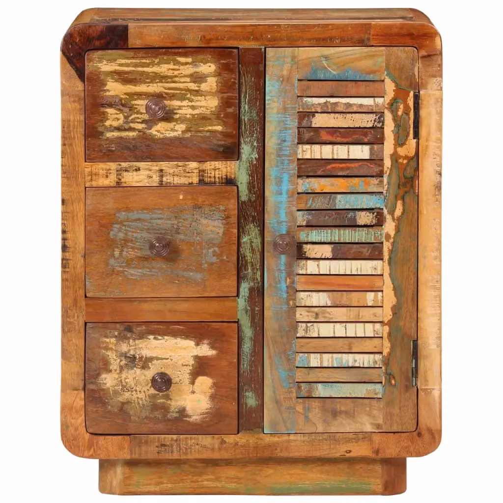 Berkfield Home Rustic Reclaimed Solid Wood Sideboard with 3 Drawers, Multicolour, W/D/H: 55 x 30 x 70 cm – 2