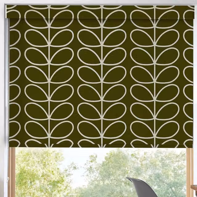 Orla Kiely Jumbo Linear Stem Translucent Made to Measure Roller Blind in Kelp