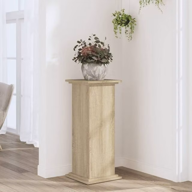Berkfield Home Modern Sonoma Oak Plant Stand in Beige, W/D/H: 33 x 33 x 80 cm