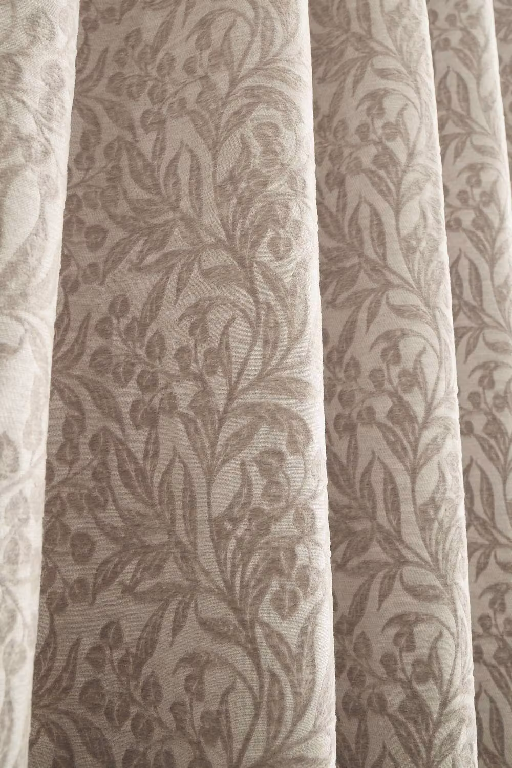 Bianca Chenille Leaves Lined Eyelet Curtains in Natural Beige, Width: 117 cm, Drop: 229 cm – 2