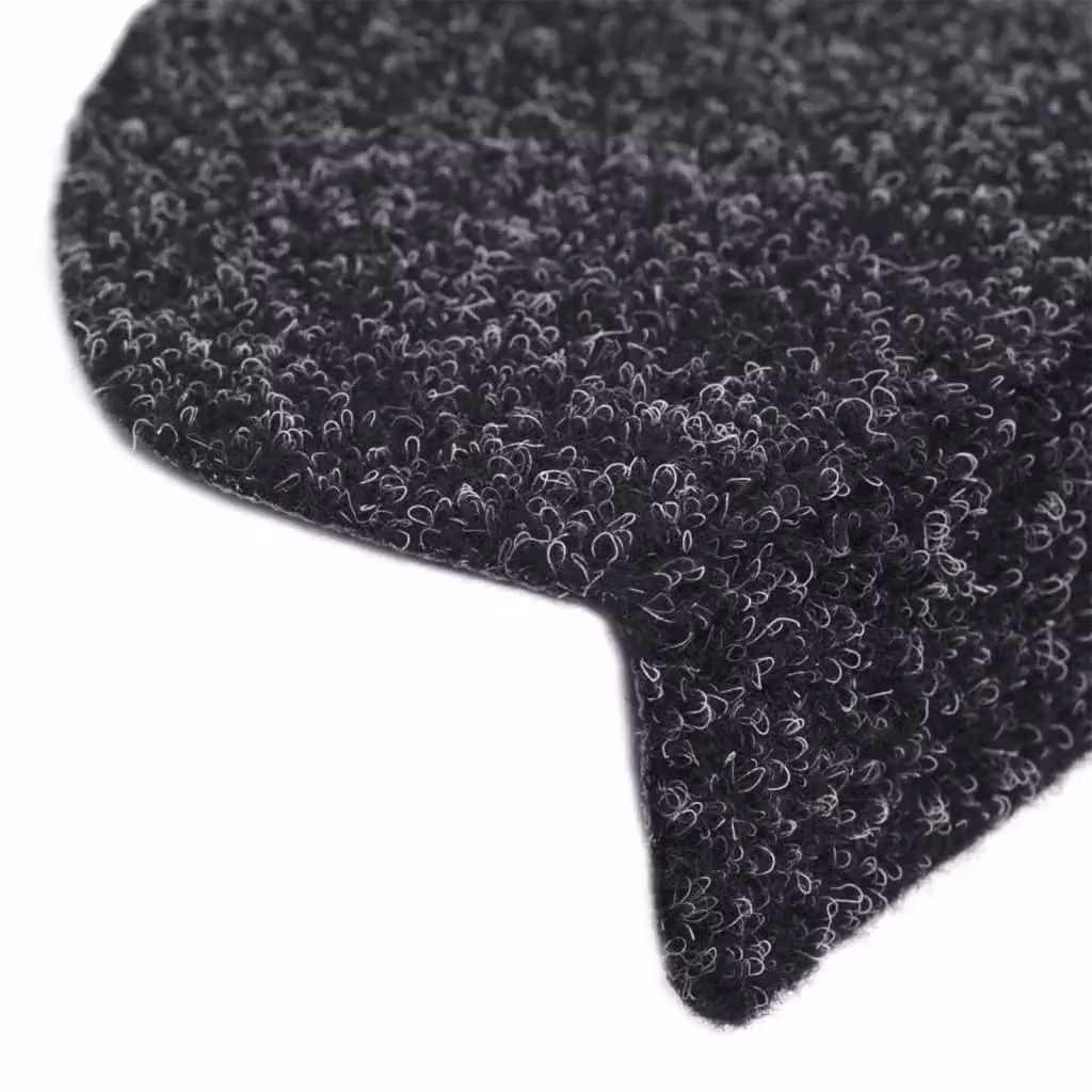 Berkfield Home 15 Piece Self-adhesive Needle Punch Stair Mats, Black, W/D/H: 56 x 17 x 3 cm – 3